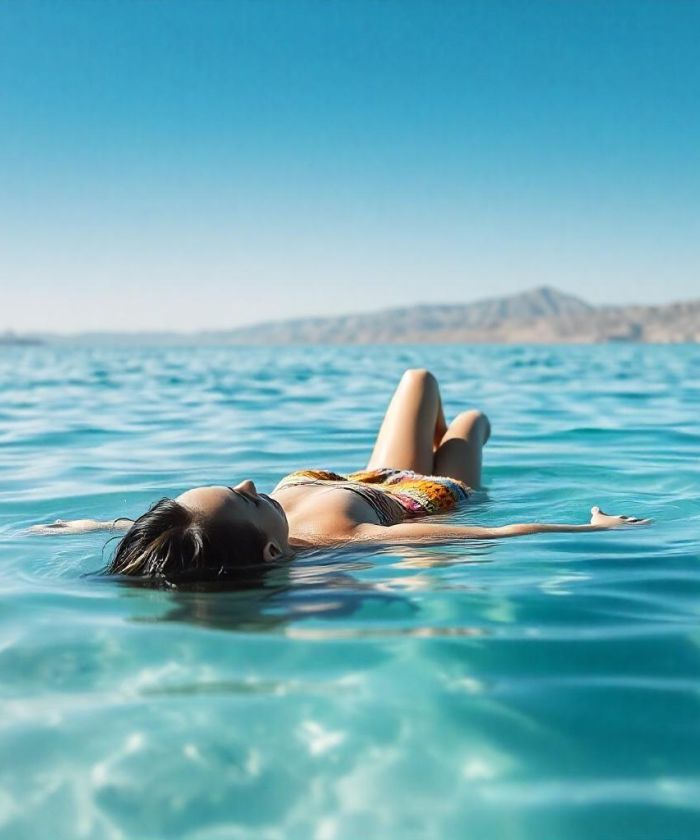 Tourist Floating in the Dead Sea