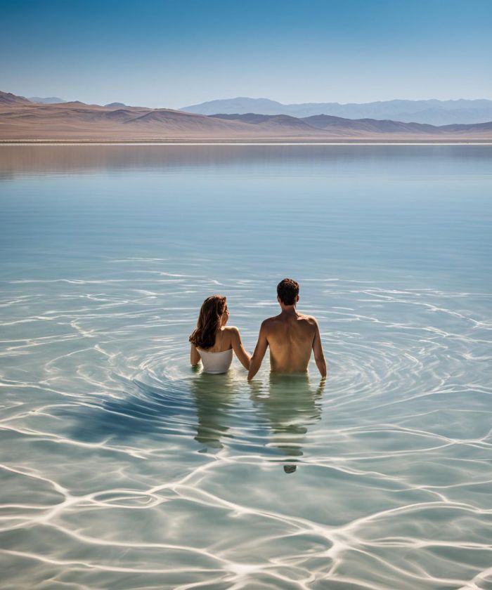 Couple in the Dead Sea 