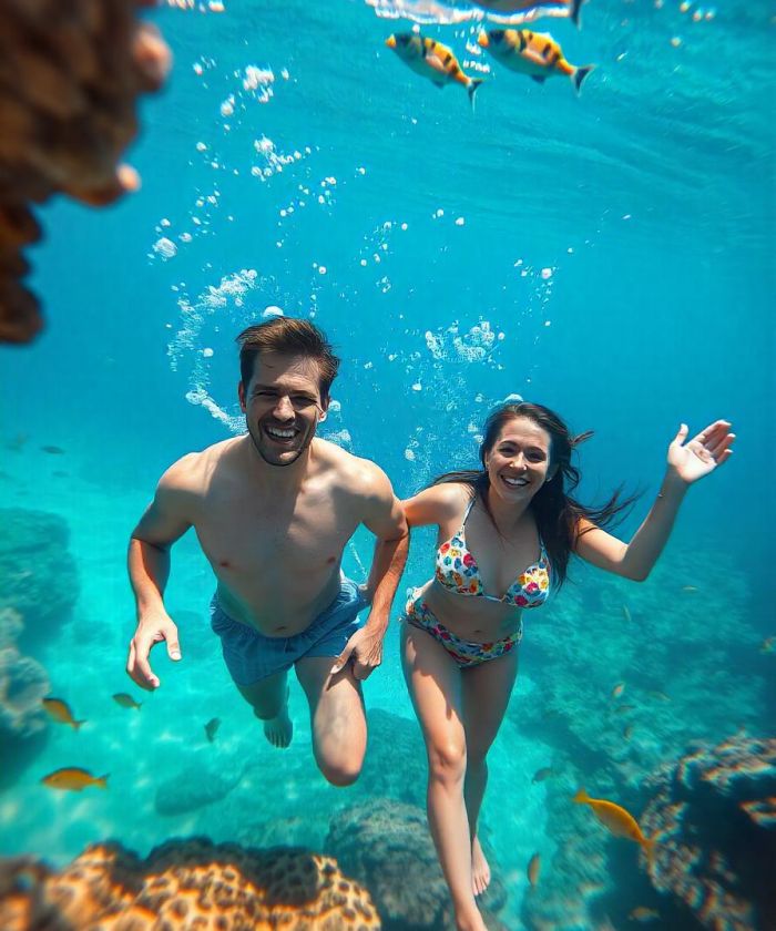 Couple Diving in Aqaba  