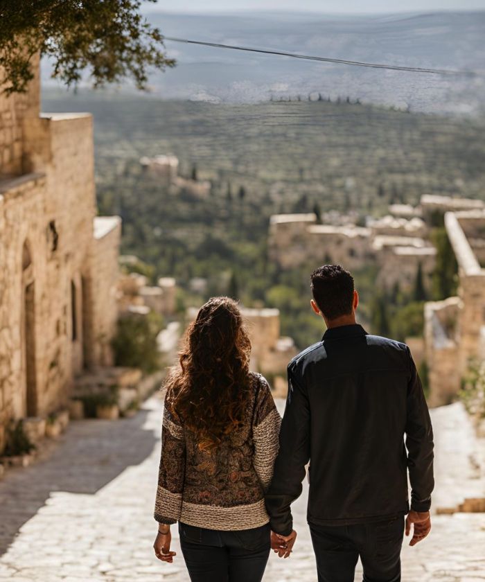 Tourists Enjoying the Ajloun Honeymoon Experience