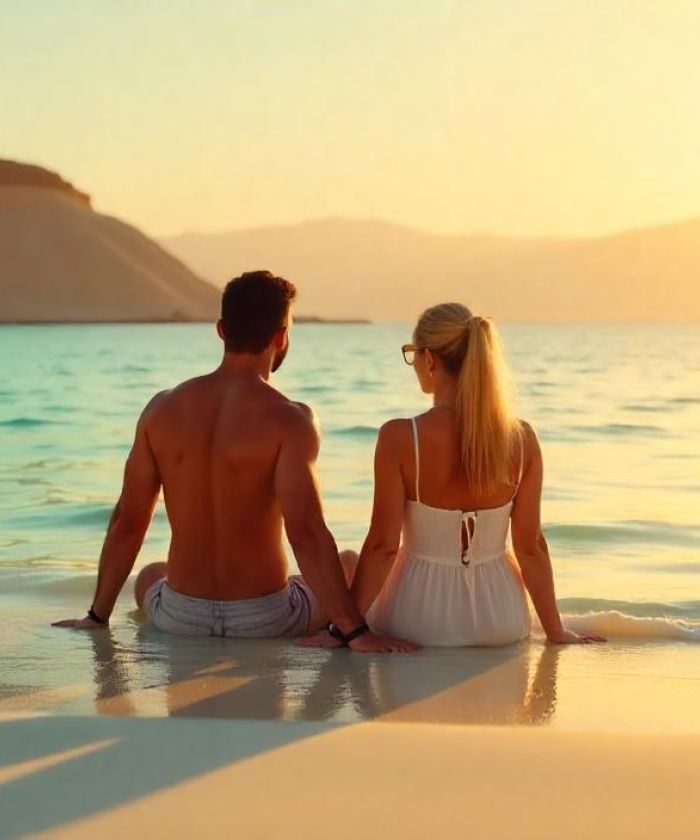  Couple enjoying the Dead sea view 