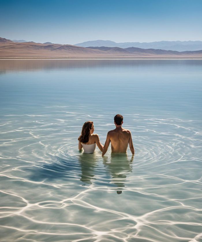 Couple in the Dead Sea 