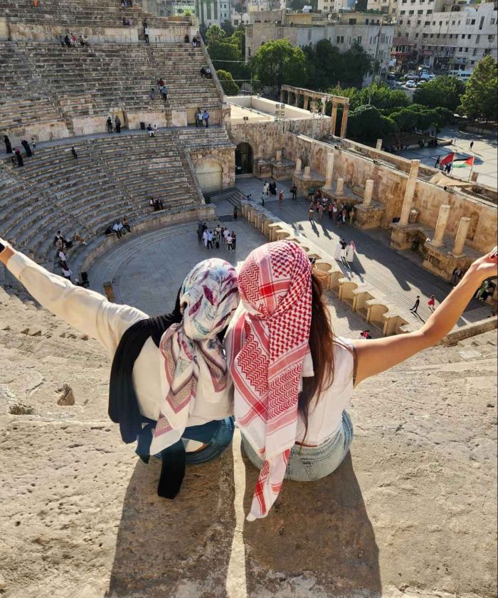 Tourists at the Roman Amphitheater