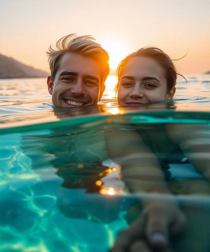 Couple enjoying the Beach Waters