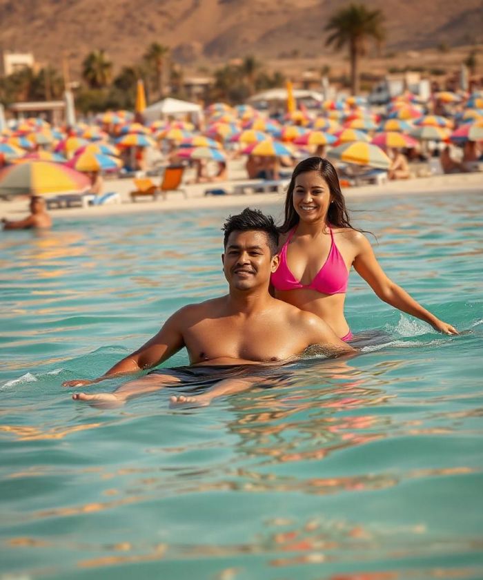 Couple Enjoying Swimming in Aqaba