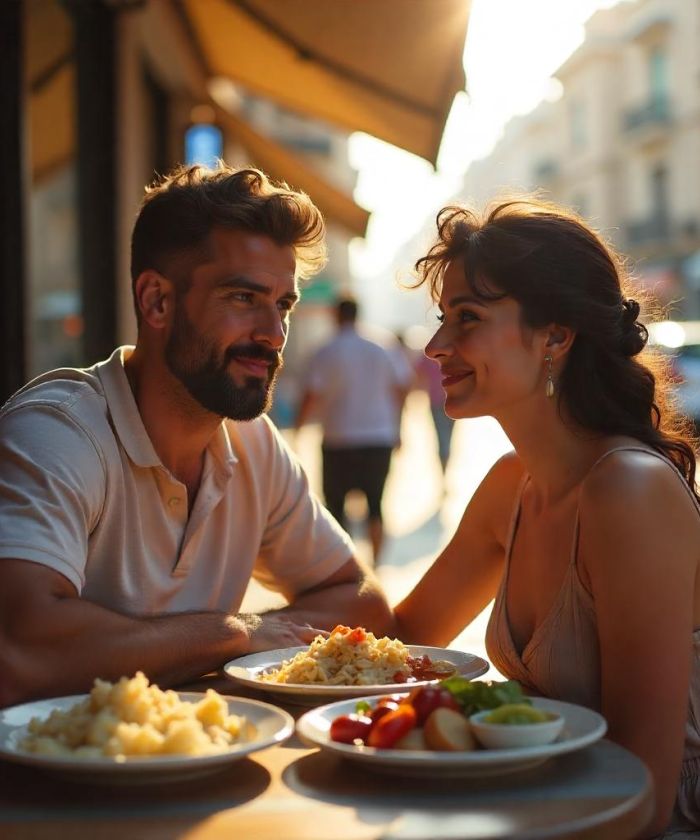 Couple enjoying a meal in Amman