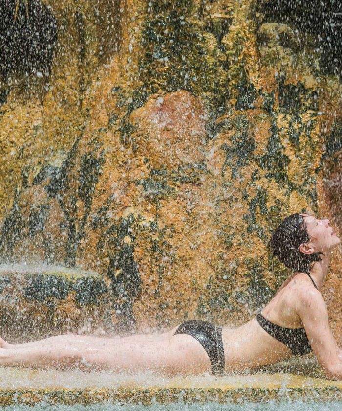 Tourists Experiencing the Ma'in Hot Springs