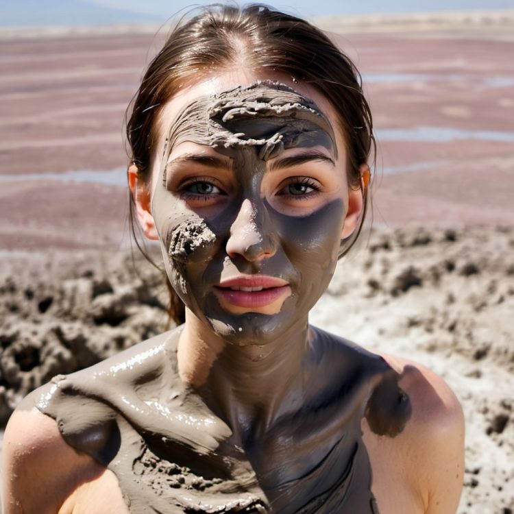 Tourist Mudding at Dead Sea